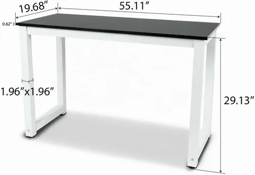 Vista 3 de G-PLUS Escritorio de computadora de 55.1 pulgadas, mesa de oficina de madera, estilo moderno y simple, para computadora portátil, mesa de estudio