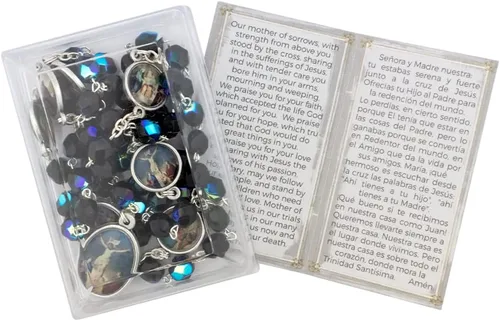 Vista 2 de Nuestra Señora de los Dolores Cuentas de oración devocional católica Incluye estuche rígido de plástico e instrucciones Gran regalo religioso