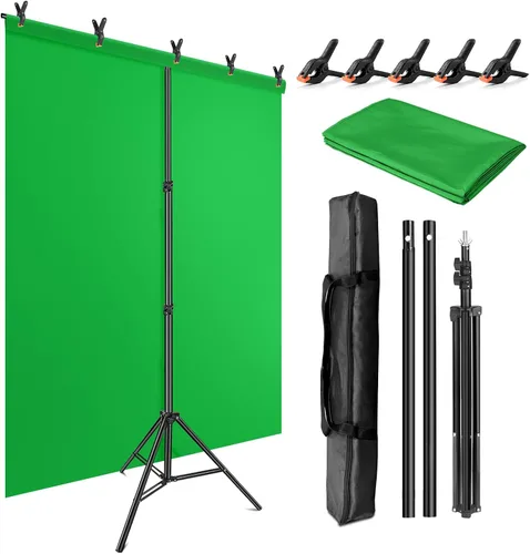 Vista 14 de Kit de soporte de telón de fondo para fotos de JEBUTU, fondo de fotos, telón de fondo blanco negro de 26.8x50 pulgadas con soporte de mesa