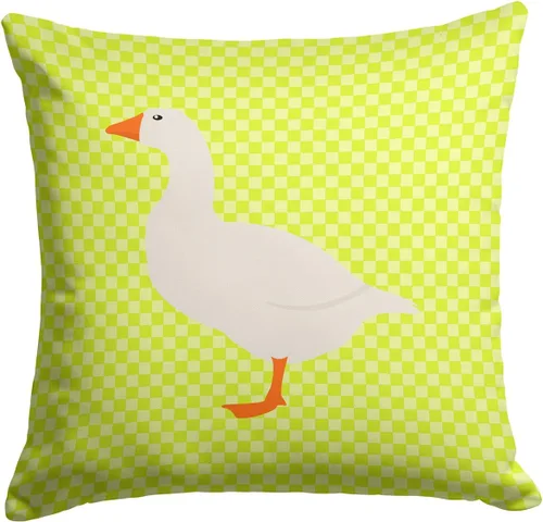 Vista 85 de Caroline's Treasures BB8163PW1414 Beltsville - Almohada decorativa de tela a cuadros pequeños, color blanco, pavo y gallina azul, lavable a máquina