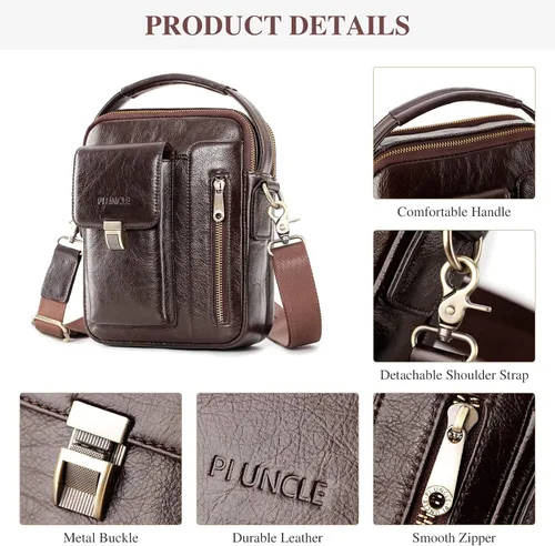 Vista 5 de BAIGIO Men's Genuine Leather Shoulder Bag Messenger Briefcase CrossBody Handbag Satchel Travel bag