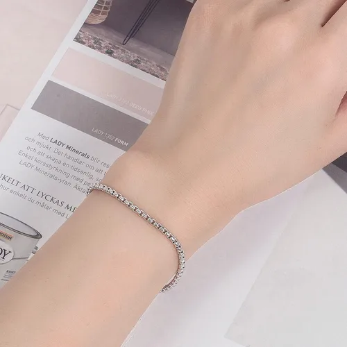 Vista 4 de Pulsera de plata de ley 925 para hombres y mujeres, 0.118 pulgadas, eslabones cuadrados Rolo Link, cadena redonda de 6.3 pulgadas, 6.7 pulgadas, 7