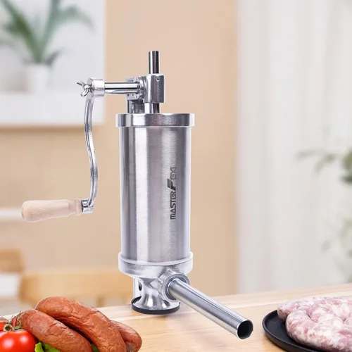 Vista 7 de Máquina vertical de relleno de acero inoxidable de 2.5 libras con 8 embudos de relleno y 1 pistón de silicona