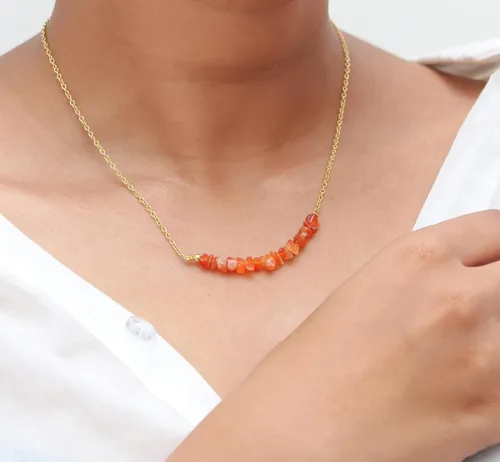 Vista 32 de Gempires - Collar de barra de chips naturales, cristales curativos de energía, regalo de cumpleaños, regalo para ella, joyería de piedras preciosas