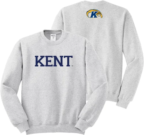 Vista 2 de Kent State University - Sudadera de cuello redondo con KENT en la parte delantera y logotipo dorado en la parte trasera