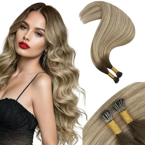 Vista 19 de Moresoo Micro Link - Extensiones de cabello humano de color rubio oscuro y rubio ceniza, extensiones de cabello humano real para boda, 2.01 oz