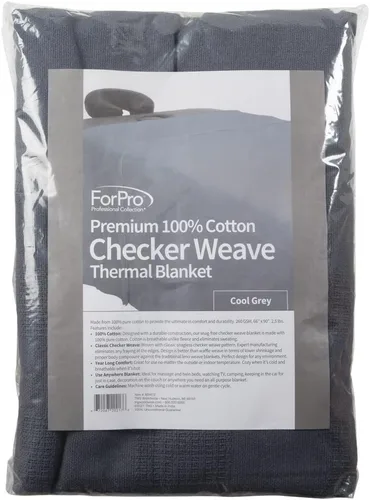 Vista 5 de ForPro Professional Collection Manta térmica de masaje prémium a cuadros, 100% algodón, para mesas de masaje, camas, sofás, 66 x 90 pulgadas, gris
