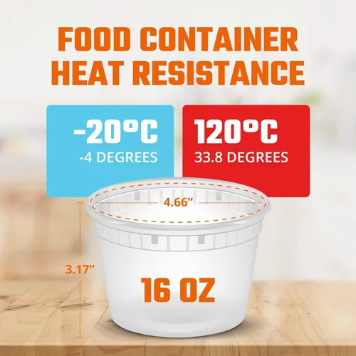 Vista 4 de SQUATZ 50 recipientes de alimentos para microondas – Caja translúcida de 16 onzas con tapas, ideal para almacenar sopas, condimentos, salsas