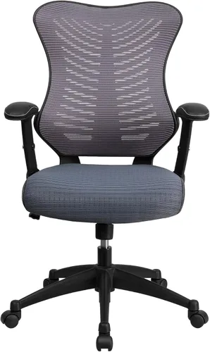Vista 9 de Flash Furniture Kale Silla de oficina ergonómica giratoria ejecutiva de malla negra con asiento LeatherSoft y brazos ajustables Asiento ergonómico