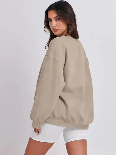 Vista 4 de ANRABESS Sudaderas de gran tamaño con capucha para mujer, cuello redondo, sin botones, ropa casual de otoño, ropa de preparación, adolescentes