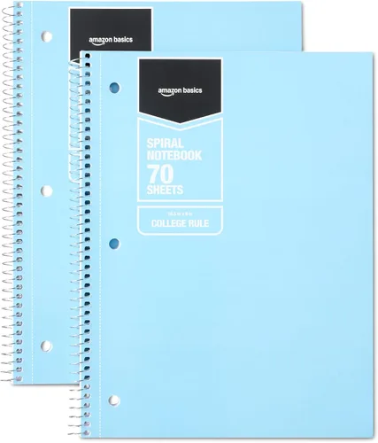 Vista 7 de Amazon Basics Cuaderno de espiral con rayas universitarias, 70 hojas, 7-1/2" x 10-1/2", negro, paquete de 2