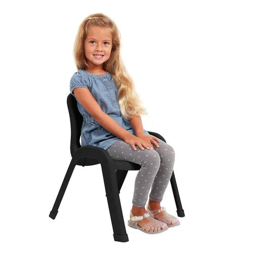 Vista 5 de ECR4Kids Silla apilable SitRight de plástico, 11 pulgadas, muebles de aula, negro, paquete de 4