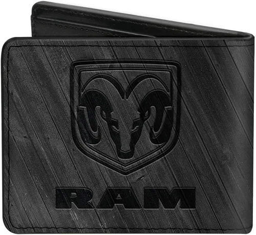 Vista 2 de Buckle-Down Billetera plegable PU para hombre con logotipo Ram