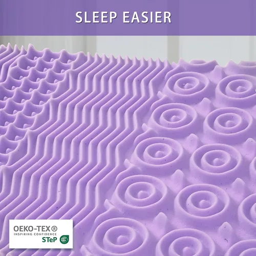 Vista 7 de Colchón de espuma de gel de 7 zonas con infusión calmante de lavanda, certificado CertiPUR-US, (2 pulgadas, individual)