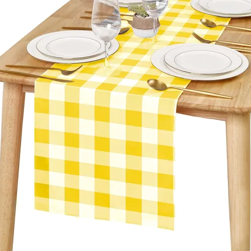 Vista 44 de Hiasan - Mantel cuadrado a cuadros, 30 x 30 pulgadas, tela impermeable y resistente a las arrugas para picnic, cena y fiesta, tela de poliéster