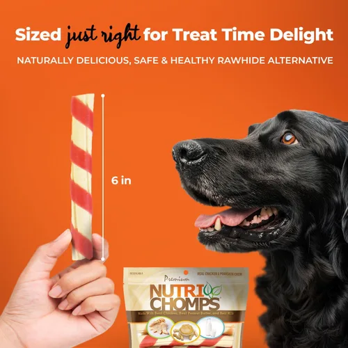 Vista 4 de NutriChomps - Masticables para perros, giros de 6 pulgadas, fáciles de digerir, golosinas para perros sin piel cruda, saludables, 12 unidades, pollo