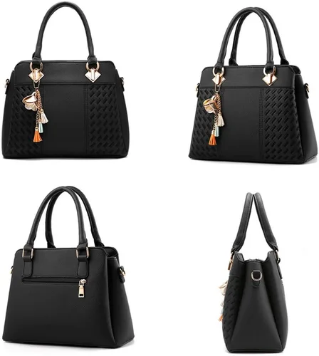 Vista 4 de Bolso de mano con asa superior para mujer, bolso de cuero PU