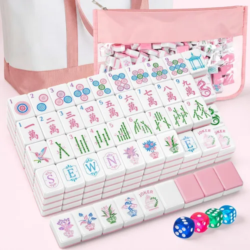 Vista 11 de Soulchen 1.2 '' Houseplant American Mahjong Set, 168 azulejos con bolsa de Verde