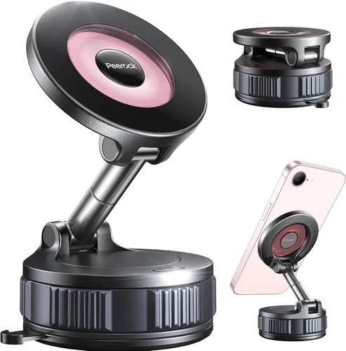 Vista 12 de Soporte de teléfono para automóvil, soporte magnético ajustable de 360° para automóvil, soporte de teléfono plegable con ventosa, soporte