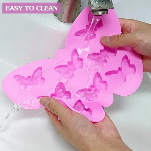 Vista 6 de YuCool - 3 moldes de silicona con forma de mariposa para chocolate, antiadherentes Color:Pink,Blue,Purple,food grade silicone,suitable for ovens
