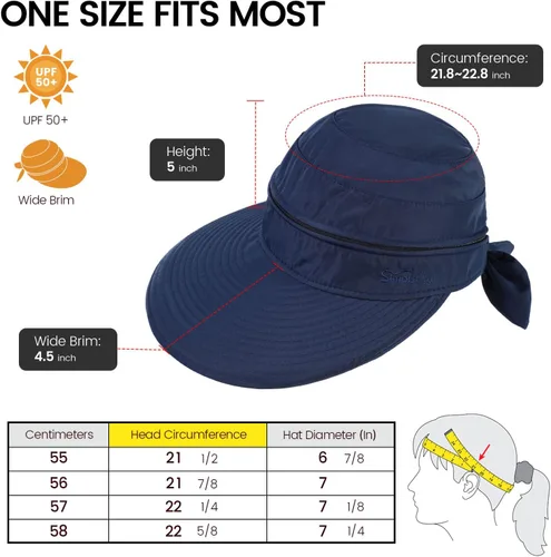 Vista 3 de Simplicity - Sombrero con protección solar UV UPF 50 para mujer, convertible en visera para playa