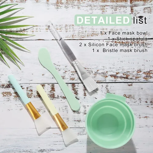 Vista 7 de Plazuria Juego de cuencos para mezclar mascarillas 5 en 1, kit de herramientas de mezcla de mascarillas con máscara facial, cuenco, espátula