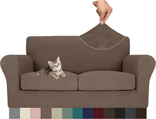 Vista 52 de MAXIJIN 2 piezas de fundas para silla con brazos, funda para silla de sofá para sala de estar, funda elástica para perros para una silla con 1 cojín
