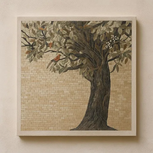 Vista 2 de Tile Mosaic Art - Olive Tree Mosaic Designs Mosaic Artwork Mosaic Wall Art Floor Inlay by Mozaico Handmade Mosaics 36" x 36