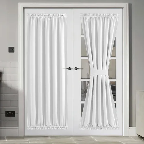 Vista 169 de NICETOWN Cortinas de Lino para Puerta Lateral - Cortinas Opacas con Aislamiento Térmico para Puerta Delantera Francesa para Sombra Pequeña