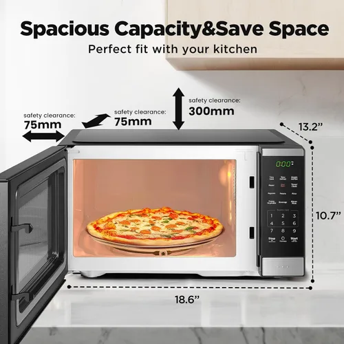 Vista 5 de BLACK+DECKER Horno de microondas para encimera 0.9 pies cúbicos, 6 menús automáticos, bloqueo para niños, función de memoria, 10 niveles