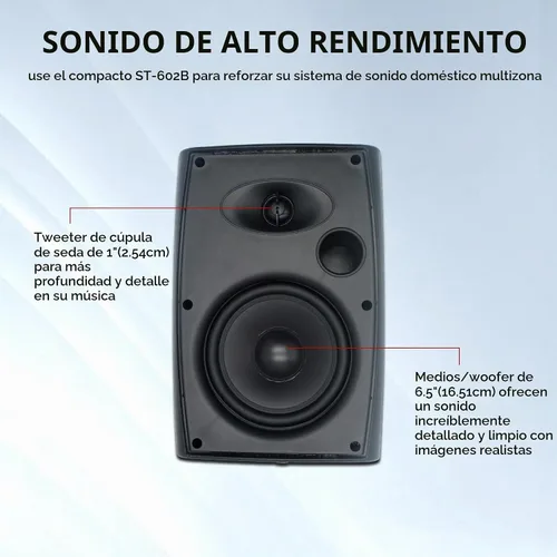 Vista 3 de STUDIOFINIX Altavoces para exteriores de 6.5 pulgadas, 400 W, con cable, impermeables, pasivos con graves potentes, altavoces de montaje en pared