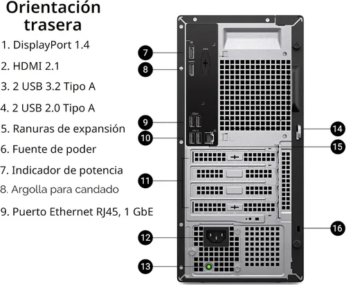 Vista 5 de Dell Tower PC Ect1250 Computadoras de escritorio empresariales, procesador Intel de 14ª generación, IA Copilot, DDR5 de 16 GB, SSD de 512 GB, WiFi