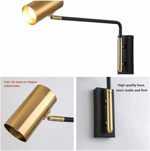 Vista 5 de Lámpara de pared con brazo oscilante ajustable, lámpara de pared LED postmoderna retro industrial para decoración interior para dormitorio, pasillo