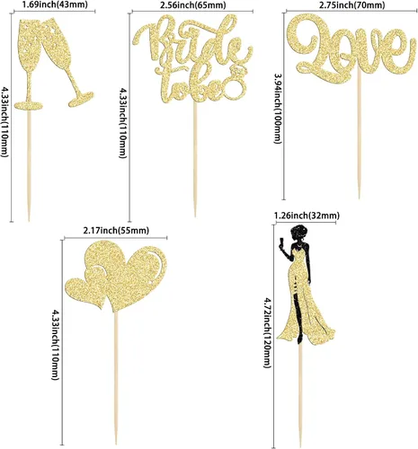 Vista 2 de 30 piezas de decoración de cupcakes de champán con diseño de corazón de amor, para despedida de soltera, decoración de tartas para boda, compromiso