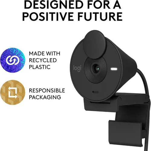 Vista 8 de Logitech Brio 301 Cámara Web Full HD con Obturador de Privacidad, Micrófono de Reducción de Ruido, USB-C, Certificada para Zoom, Microsoft Teams