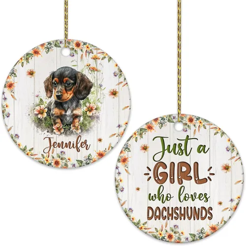 Vista 20 de Hyturtle Adorno de Navidad personalizado para amantes del panda rojo, adorno de cerámica con nombre personalizado de Just A Girl Who Loves Red