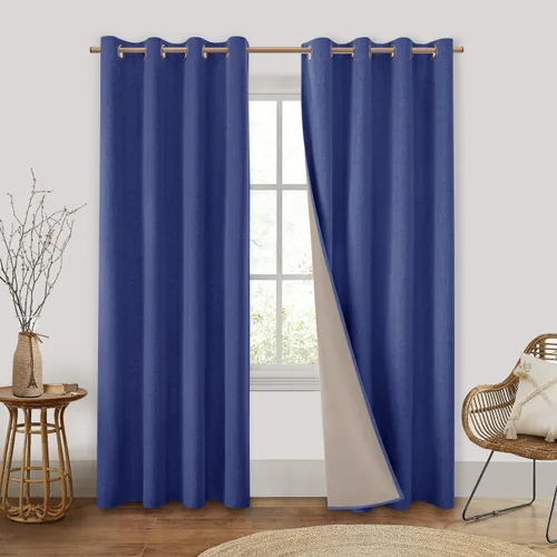 Vista 36 de HOMEIDEAS Cortinas 100% opacas beige de 63 pulgadas de largo, mezcla de lino con textura de oscurecimiento, cortinas con aislamiento térmico