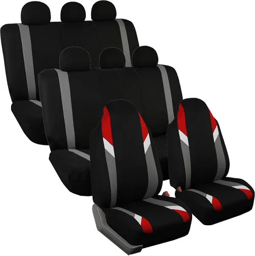Vista 20 de FH Group Tres filas de 7 plazas, fundas de asiento modernistas de alta calidad, se adaptan a la mayoría de automóviles, camiones, SUV y camionetas