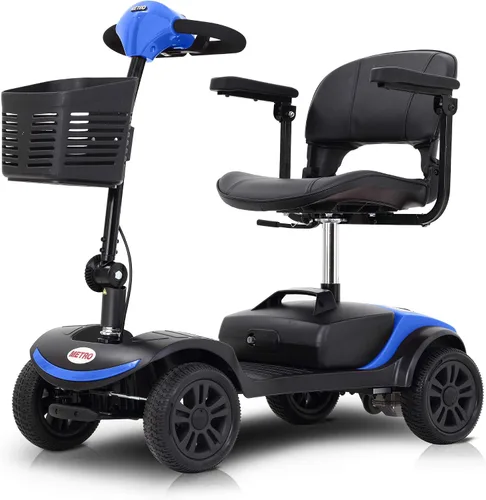Vista 13 de Patinete de movilidad plegable de 4 ruedas – Scooter motorizado de capacidad de 300 libras para adultos, scooter médico eléctrico compacto