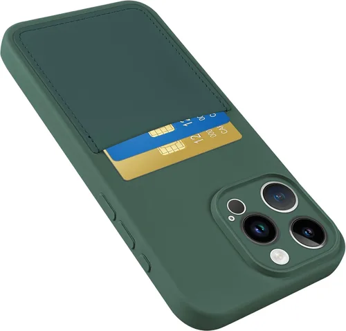 Vista 10 de Funda diseñada para iPhone 15 Pro con tarjetero para mujeres y hombres, cubierta de silicona suave [forro de microfibra], protección completa