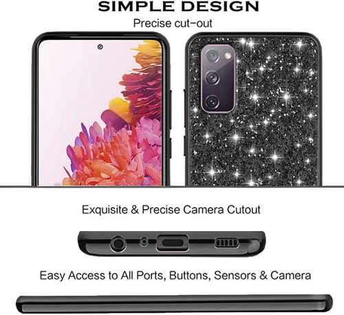 Vista 7 de Funda compatible con Samsung S20 FE con purpurina a prueba de golpes, para Samsung Galaxy S20 FE, funda protectora delgada de TPU suave