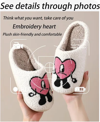 Vista 2 de Cute Slippers for Women Men Soft Plush Warm Couples Slides Home Slippers