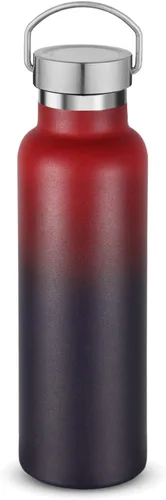Vista 29 de Neihepal Botellas de agua de acero inoxidable negras, botella de viaje de doble pared con aislamiento al vacío de 20 onzas con tapa a prueba