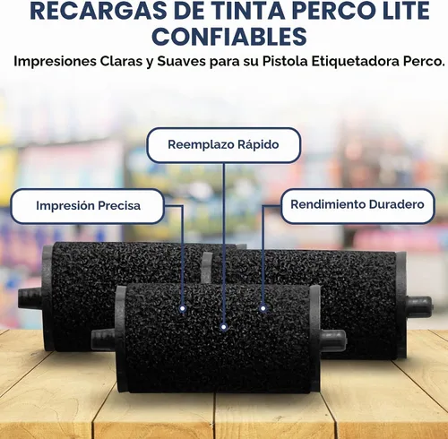 Vista 6 de Perco Lite Pricing Gun Labeler - Rollos de tinta de repuesto preferidos para pistola de precio Perco Lite, recarga de tinta fácil y cómoda incluso