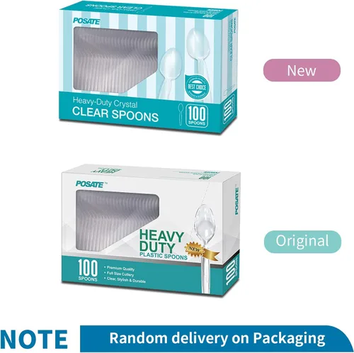 Vista 7 de Heavyweight Plastic Spoons, Clear, 100 Count (Pack of 2)