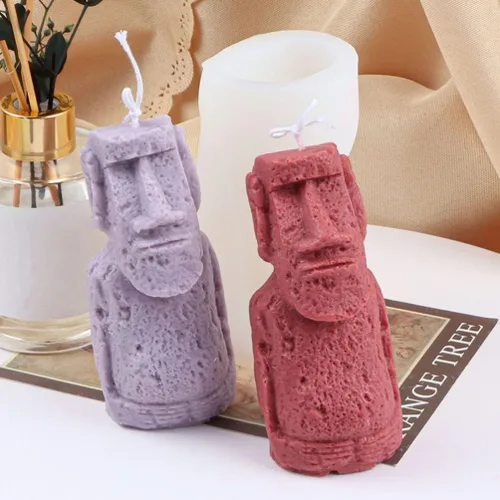 Vista 4 de Didiseaon Moldes para velas de estatua de isla de Pascua, moldes de silicona para velas de bricolaje, moldes de resina epoxi, moldes de jabón