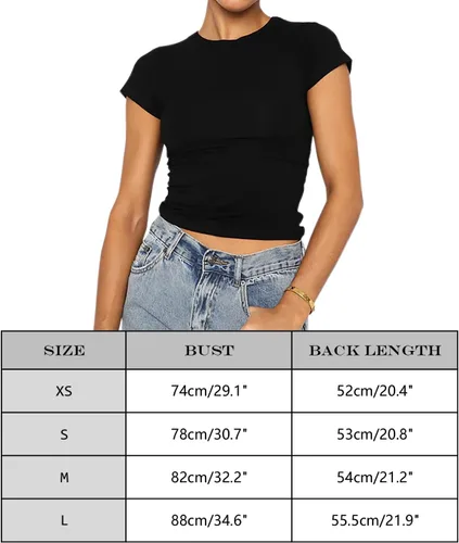 Vista 7 de Camiseta básica de corte ajustado para mujer, de manga corta, para entrenamiento, cuello redondo