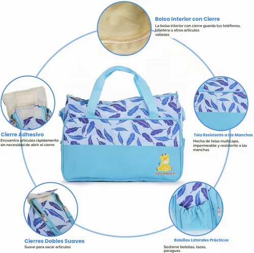 Vista 4 de KOCASO Juego de 5 bolsas de pañales para bebés Azul