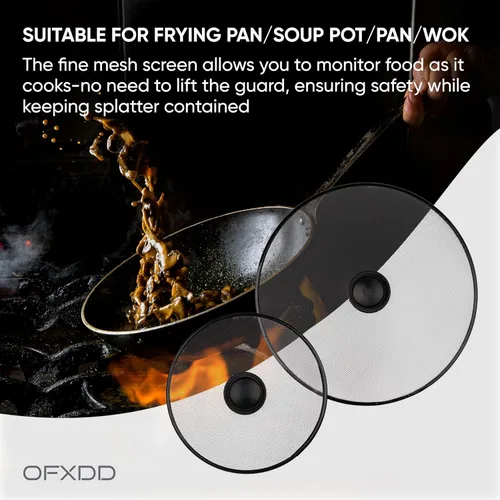 Vista 3 de Pantalla contra salpicaduras de cocina de Hot Oil Splash – Juego de 2: 8,2 pulgadas y 11,4 pulgadas – Protector de grasa para sartén con tapa