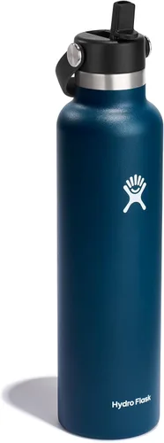 Vista 9 de Hydro Flask Botella de agua – Acero inoxidable aislado – Tapa flexible con pajita de boca estándar, antiderrames, a prueba de fugas y recargable